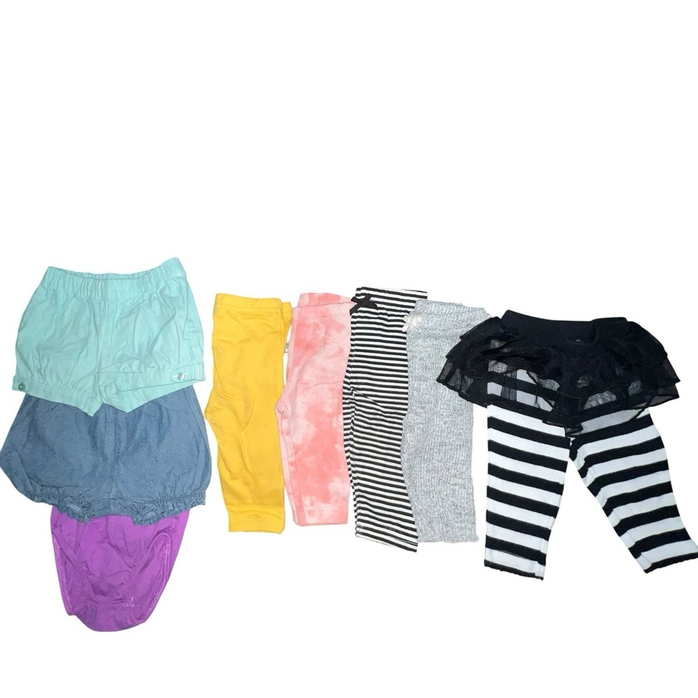 Bundle Of 8 Baby Girls Bottoms‎ Shorts Leggings Size 3M Tutu Summer Denim Sun